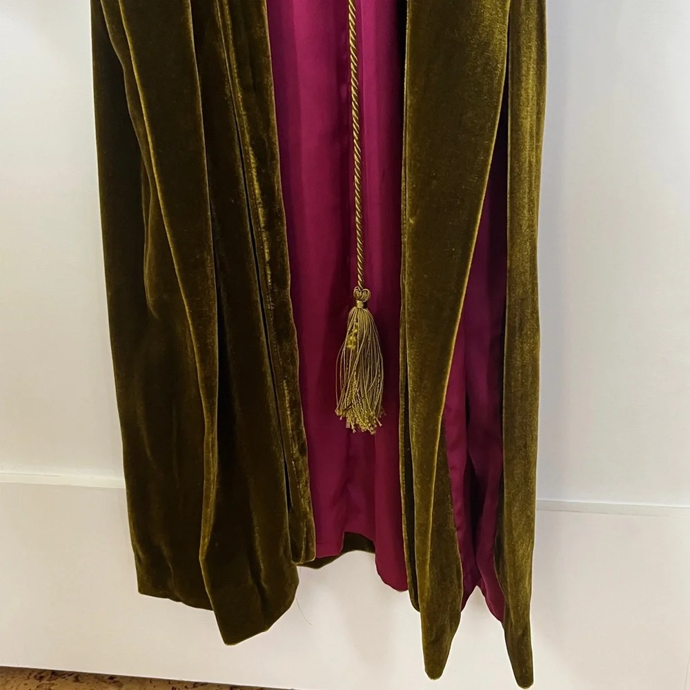 Zara Green Velvet Open Jacket Caftan Formal Dressing XS - Picture 5 of 15
